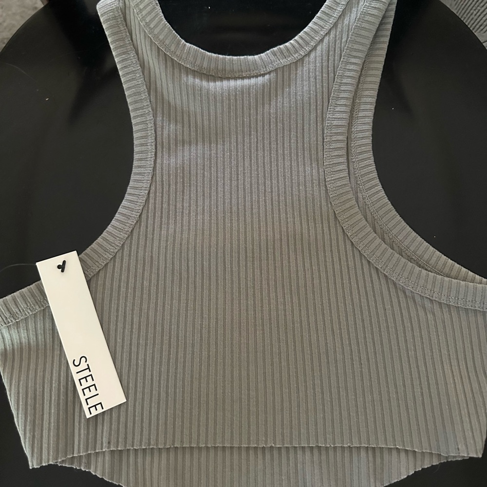 Gray Ribbed Women's Crop Top